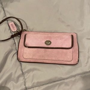 Coach suede wristlet wallet
